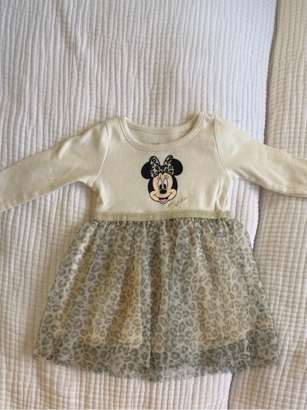 Disney Cream and Gold Minnie Leopard Tulle Dress
